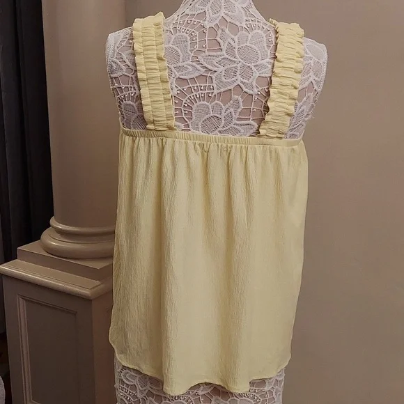 OLIVIA SKY Yellow Gauzy Pullover Tank Top - Picture 6 of 9